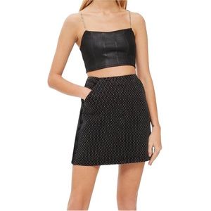 Topshop Rhinestone Denim Mini Skirt